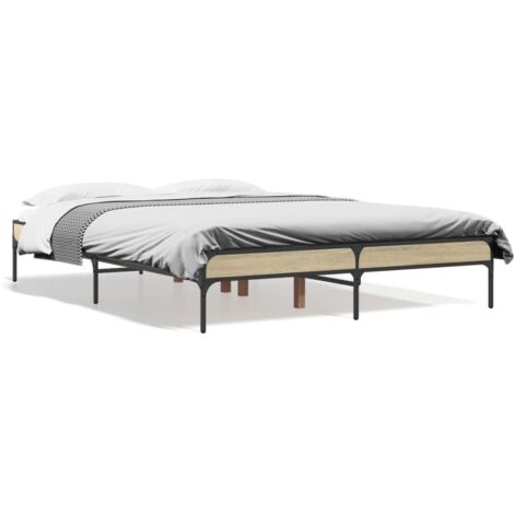 Cadre de lit chêne sonoma 140x190 bois d'ingénierie et métal