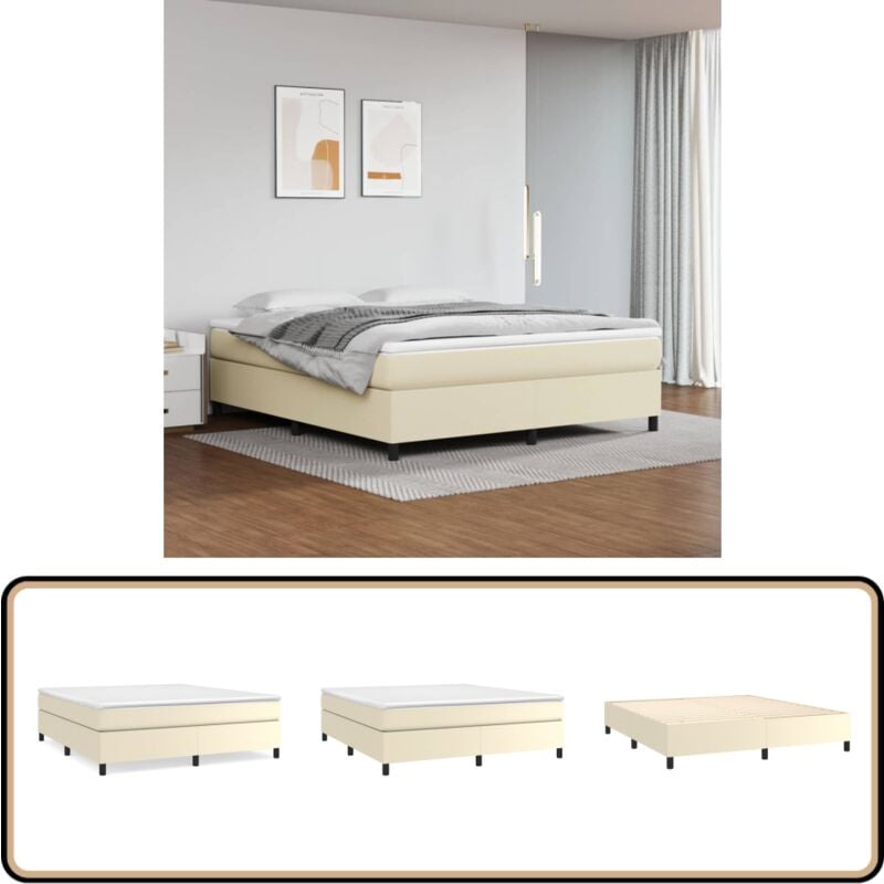 Cadre de lit Crème 160x200 cm Similicuir - Cadre De Lit - Lit Crème - Lit Simili Cuir - Lit Double - Meubles Chambre à Coucher