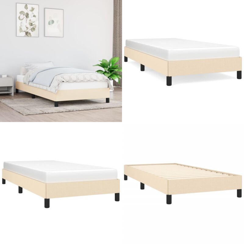 Cadre de lit sans matelas crème 80x200 cm tissu - Cadre De Lit - Lit Simple - Lit Adulte - Literie - Meuble Chambre - Home & Living