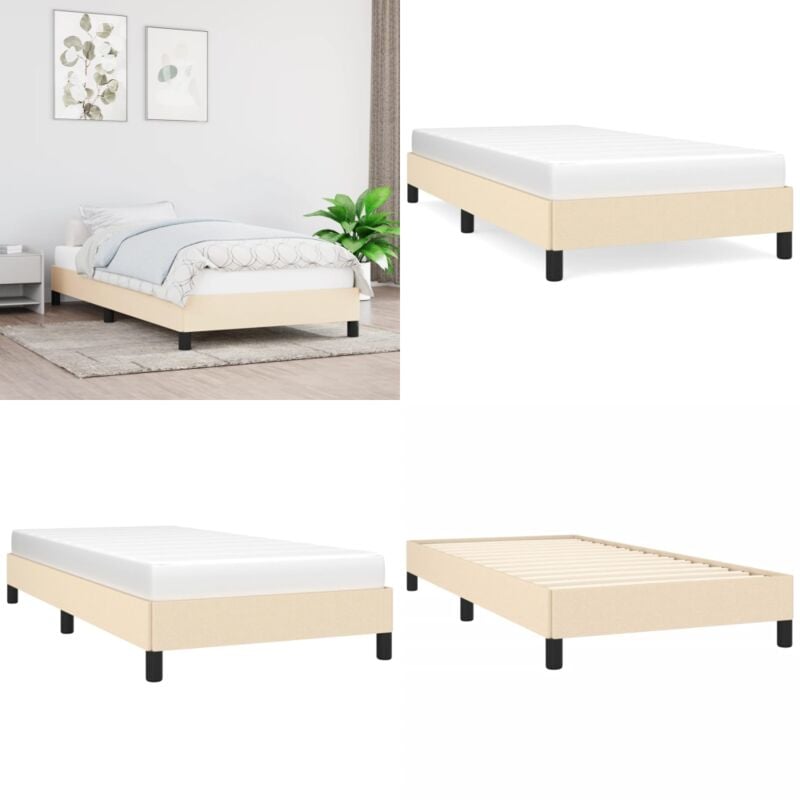 Cadre de lit sans matelas crème 90x190 cm tissu - Cadre De Lit - Lit Simple - Lit Adulte - Literie - Meuble Chambre - Home & Living