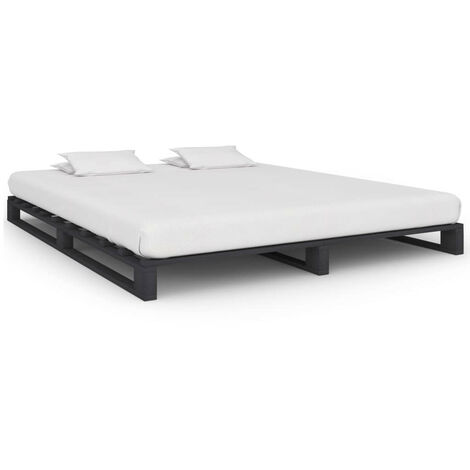 Cadre de lit de palette Gris Bois de pin massif 200x200