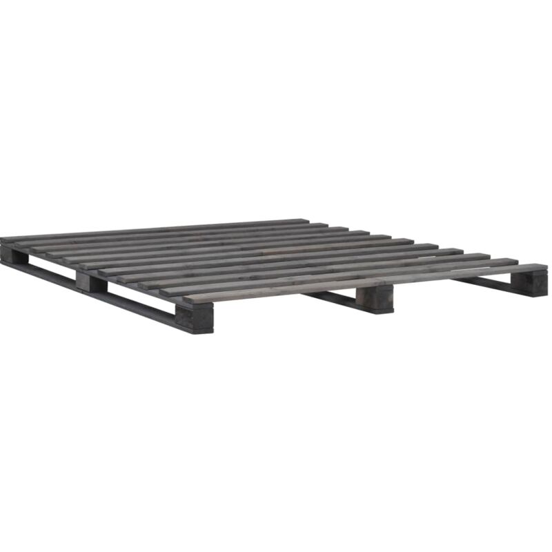 Cadre de Lit de Palette Bois de Pin Massif Gris 160x200 cm