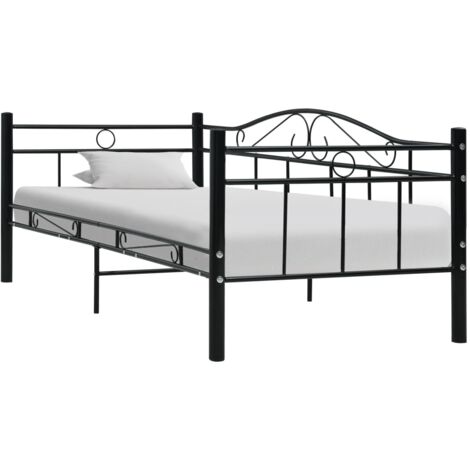 Cadre de lit de repos sans matelas Noir Métal 90x200cm vidaXL