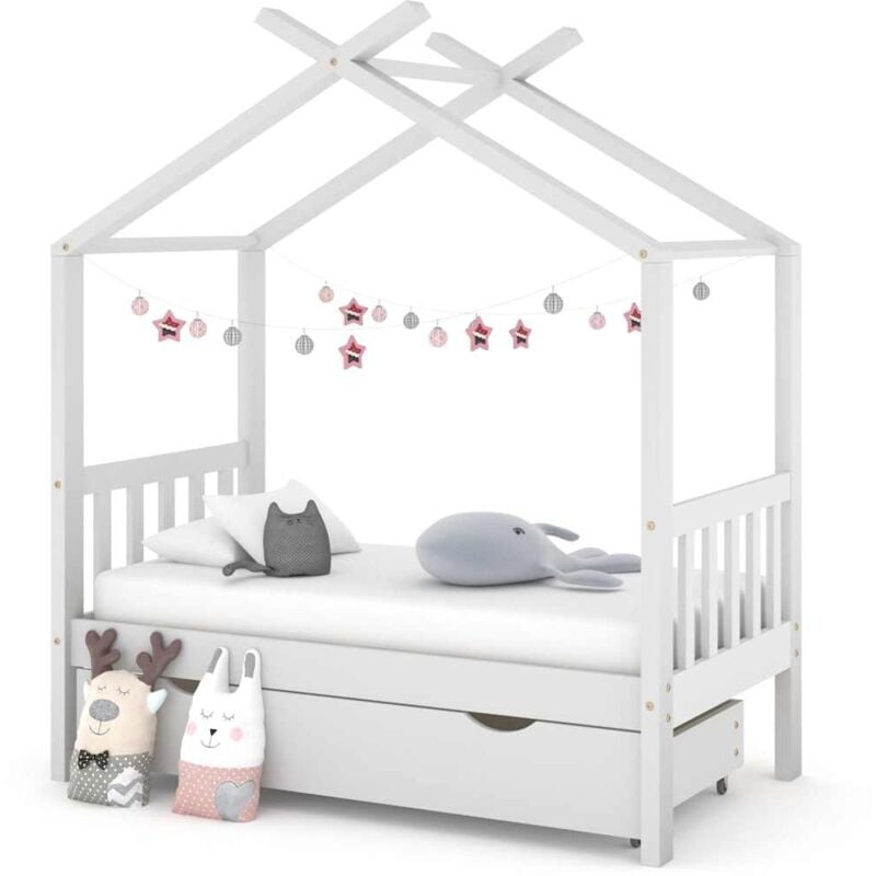 Vidaxl - Cadre de lit enfant avec tiroir blanc pin massif 70x140 cm