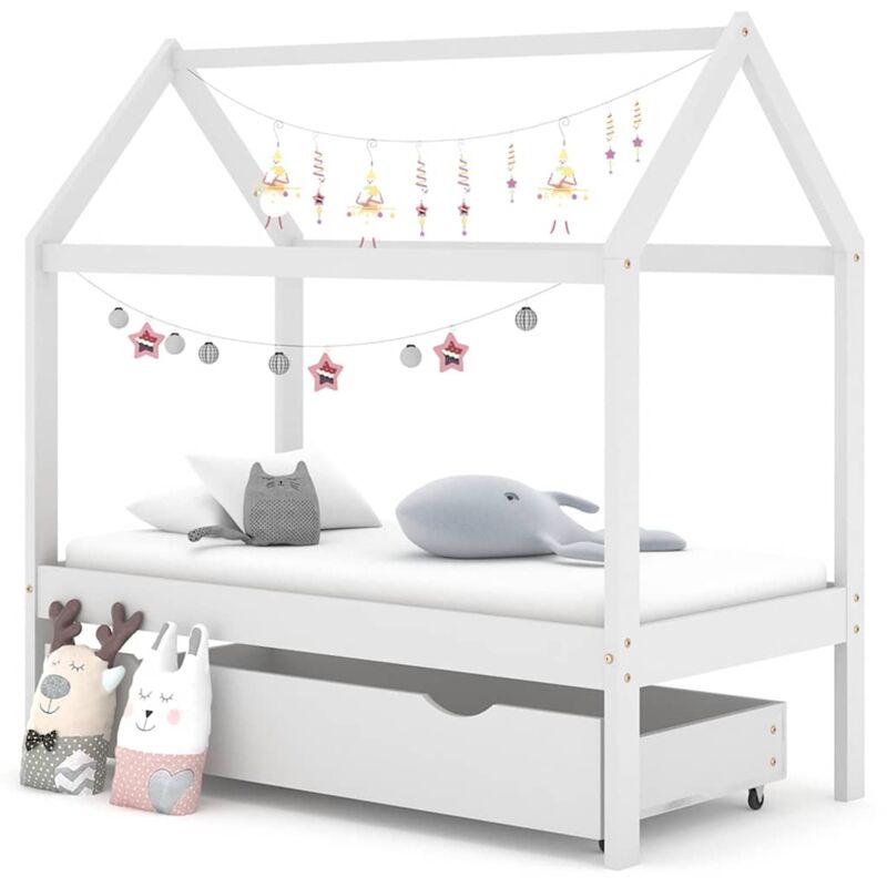 Vidaxl - Cadre de lit d'enfant avec un tiroir Blanc Pin massif 70x140 cm