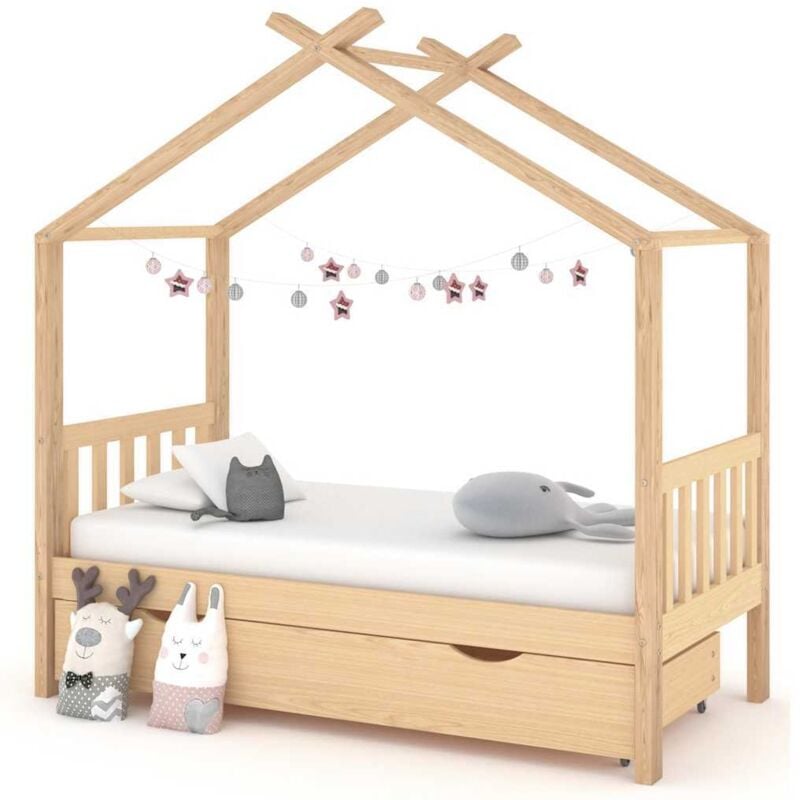 Cadre de lit enfant avec tiroir bois de pin massif 80x160 cm Vidaxl