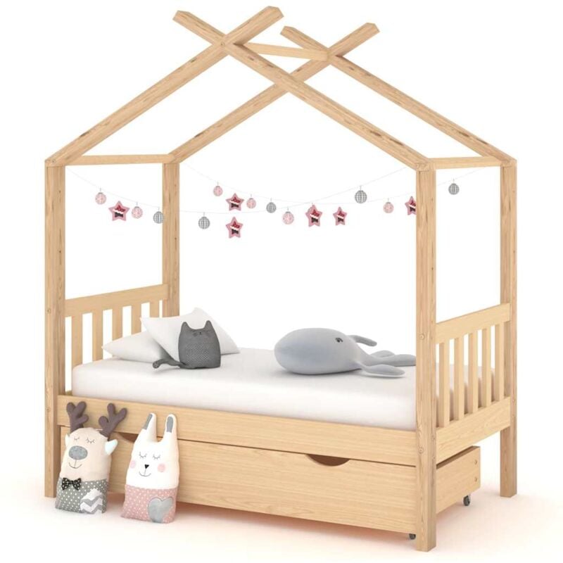 Cadre de lit d'enfant avec tiroir Bois de pin massif 70x140 cm Vidaxl