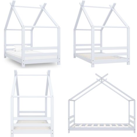 Cadre de lit d'enfant Blanc Bois de pin massif 80x160 cm - Lit Bébé - Lit Enfant - Cadre De Lit - Lit Design - Lit Arbre - Home & Living