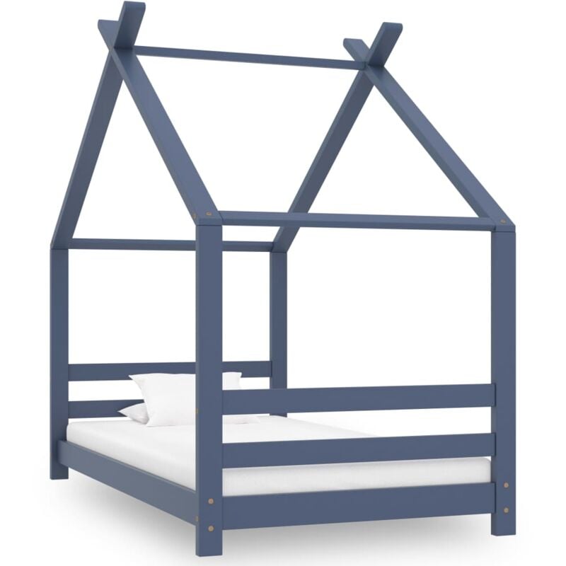 Cadre de lit d'enfant Gris Bois de pin massif 80x160 cm