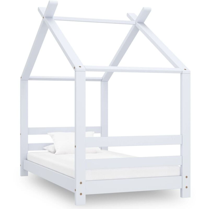 Cadre de lit d'enfant Blanc Bois de pin massif 70x140 cm Vidaxl