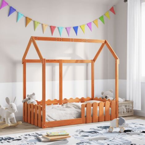 Cadre de lit d'enfants forme de maison sans matelas-Structure de lit pour enfant 70x140 cm 356610