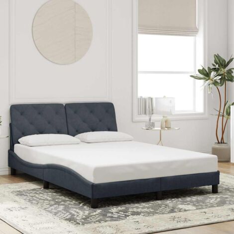 Cadre de lit design avec tête de lit gris foncé velours 140x200 cm sans matelas - Accueil confort et soutien dorsal