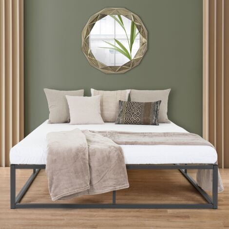 Cadre de lit en acier sommier à lattes anthracite chambre à coucher 160 x 200 cm