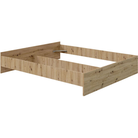 Cadre de lit en bois coloris chêne nordique - hauteur 39 x longueur 166 x profondeur 206 cm / couchage 160 x 200 cm