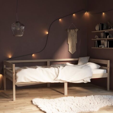 Cadre de Lit en Bois de Pin Massif, Sommier 90x200 cm, Sans Matelas, Construction Robust et Durable avec Latte, Assemblage Requis