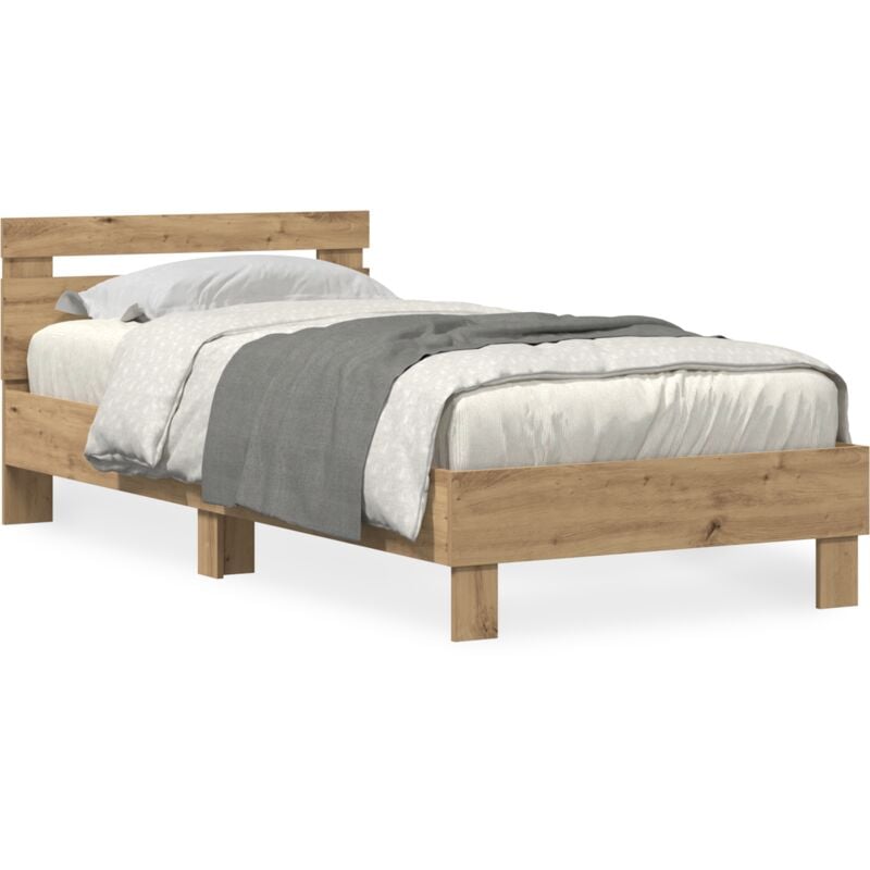 Lit avec lumières led Chêne artisanal 75x190 cm Bois d'ingénierie Vidaxl