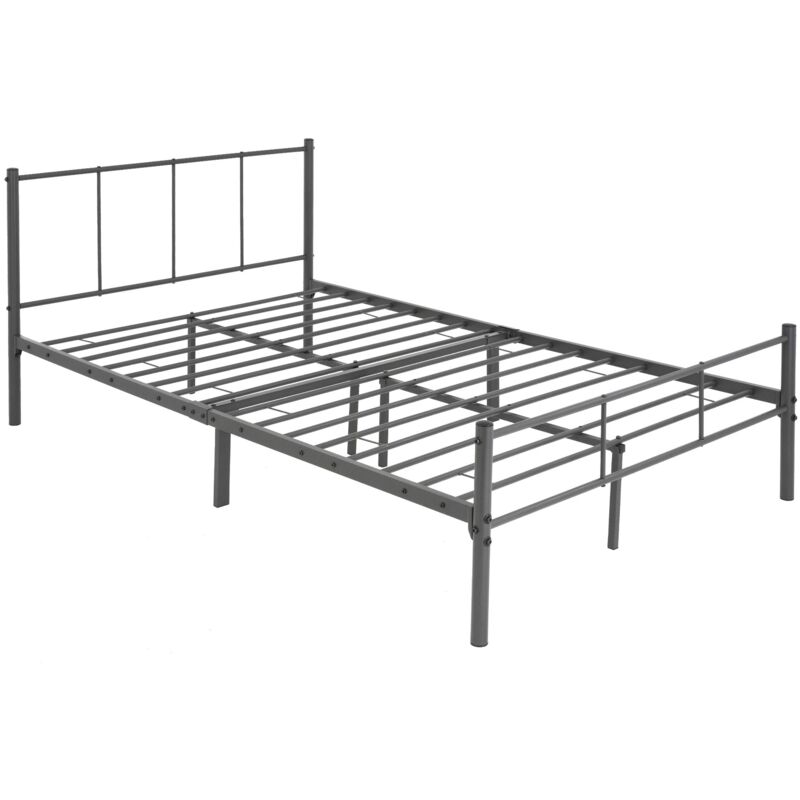 Ml-design - Lit Métallique 120x200 cm ,Anthracite en Acier, Revêtement en Poudre, avec Tête et Pied de Lit, Sommier à Lattes, Robuste/Facile à