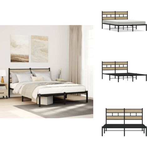 Cadre de lit en métal sans matelas chêne sonoma 160x200 cm - Cadre De Lit - Cadres De Lit - Lit Double - Lit