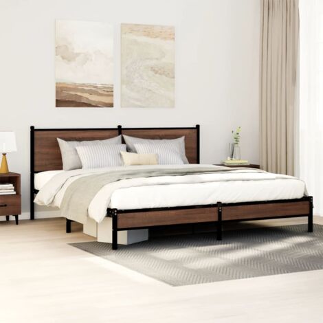 Cadre de lit en métal sans matelas-Structure de lit chêne marron 160x200 cm 460337