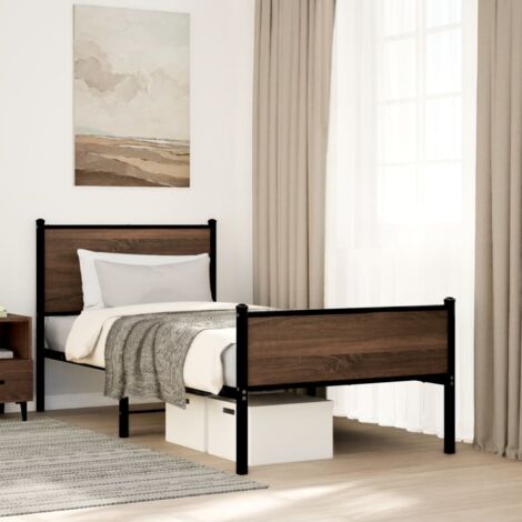 Cadre de lit en métal sans matelas-Structure de lit chêne marron 90x190 cm 771456