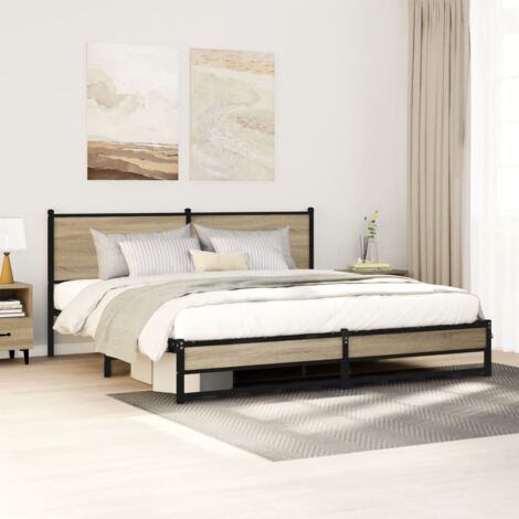 Cadre de lit en métal sans matelas-Structure de lit chêne sonoma 160x200 cm 778919
