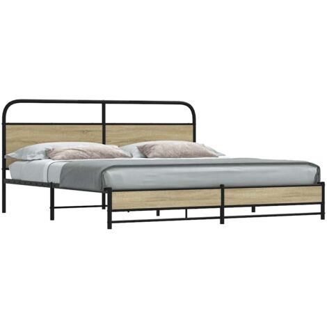 Cadre de lit en métal sans matelas-Structure de lit chêne sonoma 200x200 cm 124757