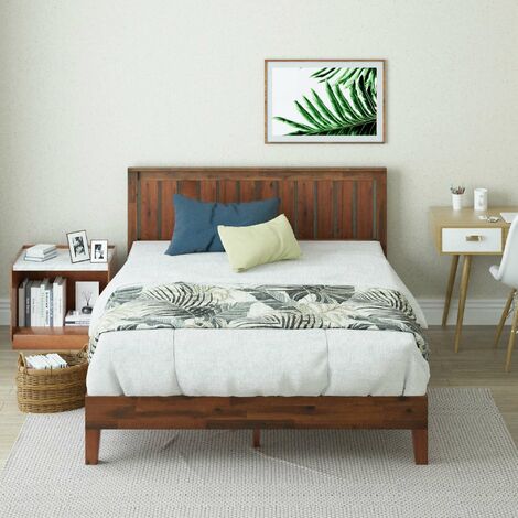 ZINUS ALEXIS Cadre de lit en pin massif avec tête de lit 140x190 cm - bois rustique