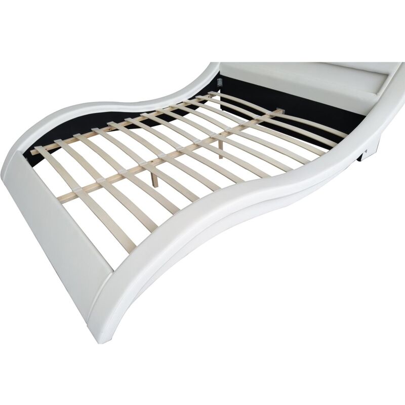 Concept-usine - Lit Paddington - Cadre de lit en pu Blanc avec led intégrées - 140x190cm