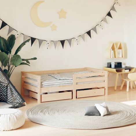 Cadre de lit enfant avec tiroirs-Structure de lit avec rangement 70x140 cm bois de pin massif 389279