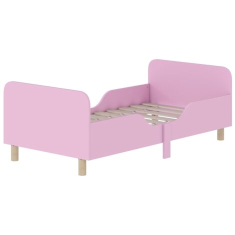 Cadre de lit enfant, sommier pour enfant, barrière de sécurité, petit lit pour chambre d'enfant, MDF, sans matelas, rose