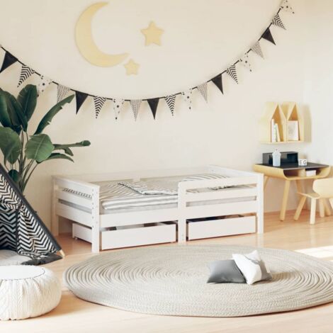 Cadre de lit enfant tiroirs blanc 70x140 cm bois de pin massif vidaXL