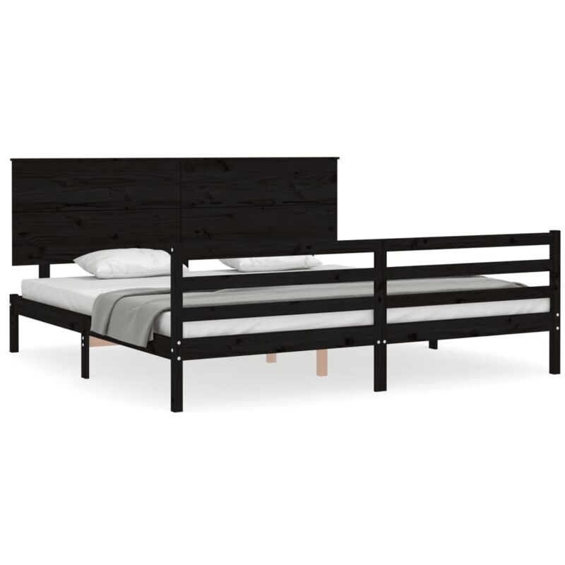 Vidaxl - Cadre de lit sans matelas noir 200x200 cm bois massif
