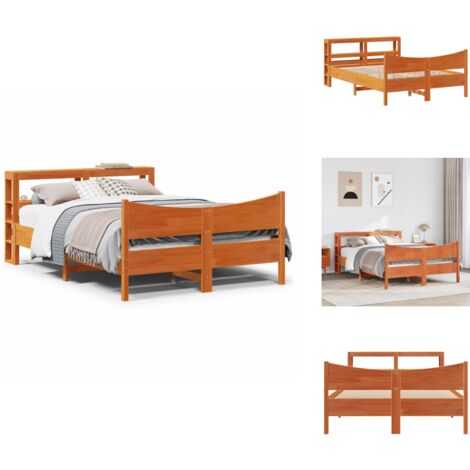 Cadre de lit et tête de lit cire marron 150x200 cm bois de pin - Cadre De Lit - Cadres De Lit - Sommier - Meuble De Chambre À Coucher