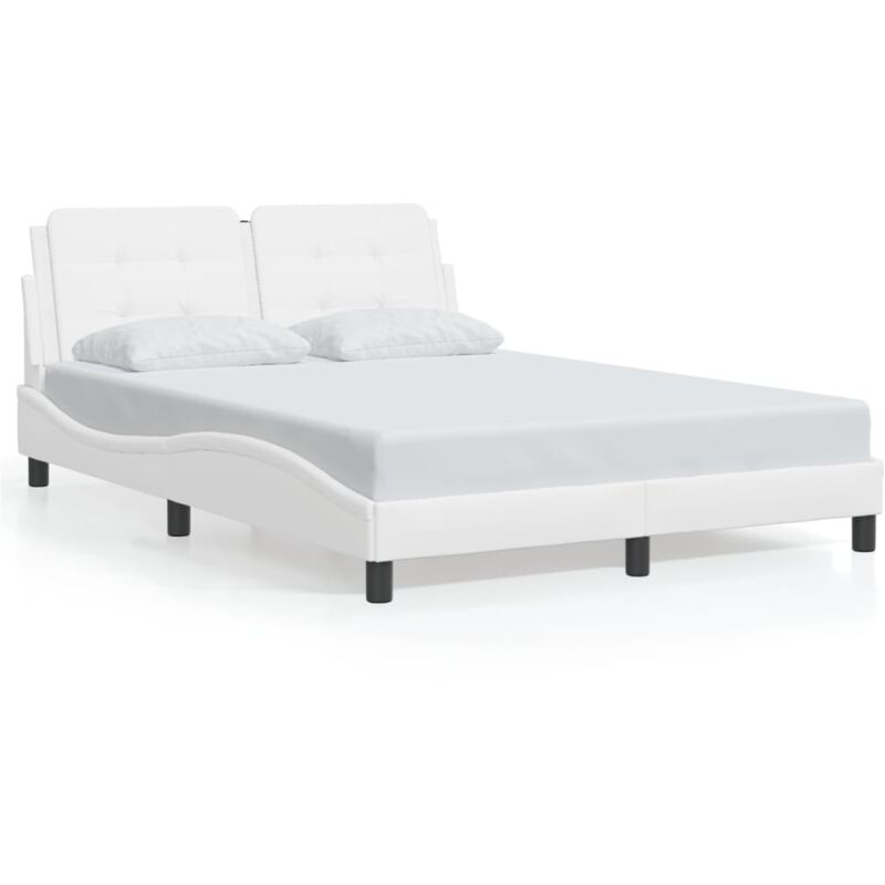 Vidaxl - Cadre de lit avec tête de lit Blanc 140x190 cm Similicuir