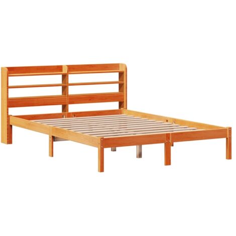 Cadre de lit et tête de lit sans matelas cire marron 120x190 cm vidaXL