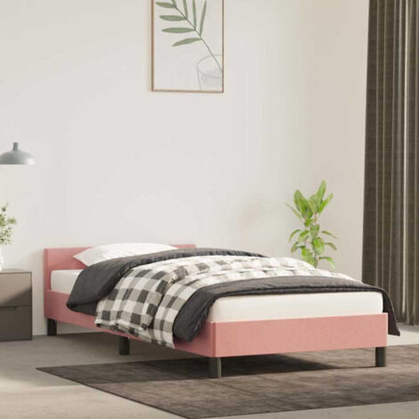 Cadre de lit et tête de lit sans matelas rose 90x190 cm velours vidaXL