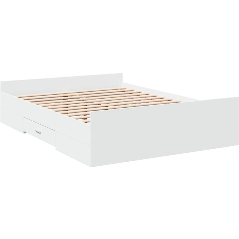 Vidaxl - Cadre de lit avec tiroirs sans matelas blanc 135x190 cm