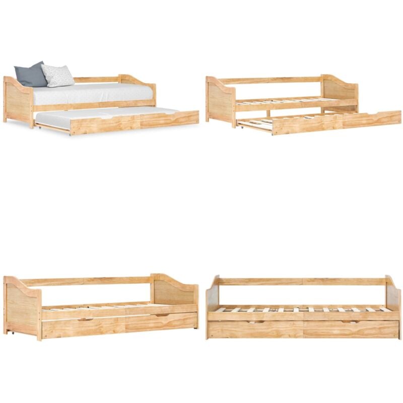 Cadre de lit extensible sans matelas bois de pin 90x200 cm - Canapé Lit - Lit Convertible - Lit Invité - Meubles Chambre - Mobilier Salle Séjour