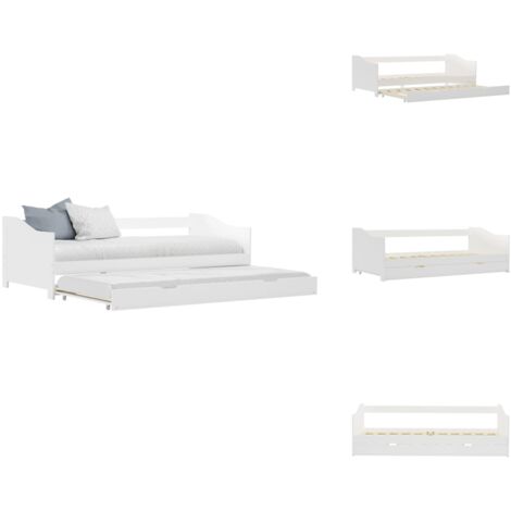 Cadre de lit extensible sans matelas blanc bois de pin 90x200cm - Canapé Lit - Lit Convertible - Lit Invité - Meubles Salle Séjour - Mobilier Compact