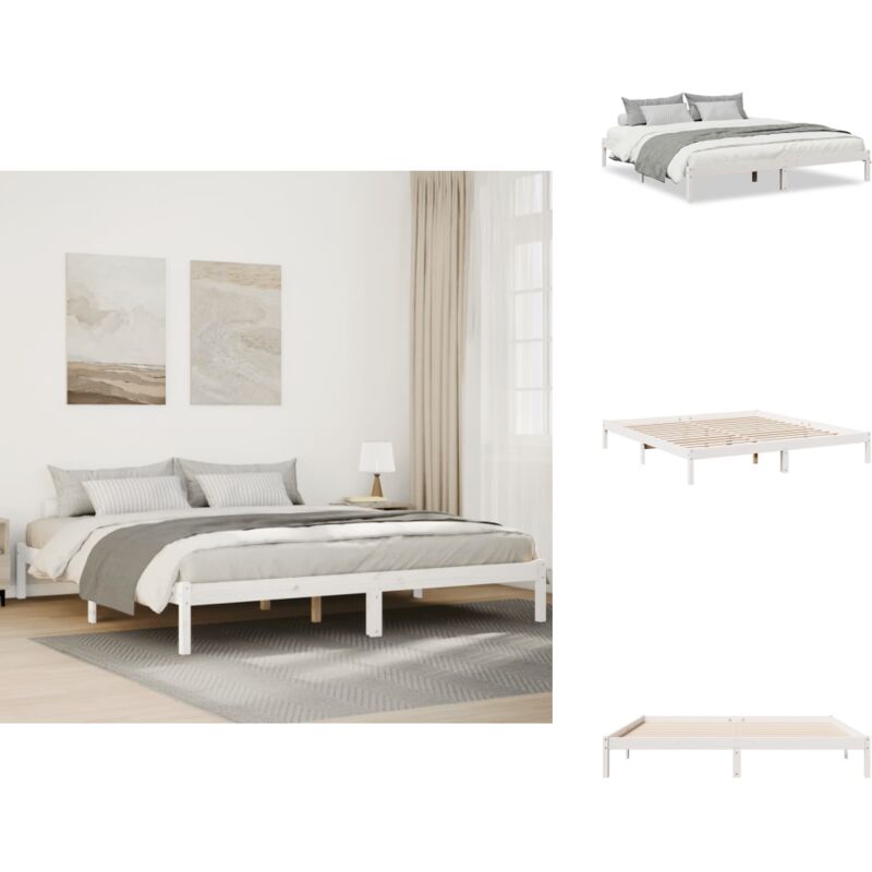 Cadre de lit extra long sans matelas 180x220 cm bois massif pin - Cadre De Lit - Cadres De Lit - Lit - Lit Double