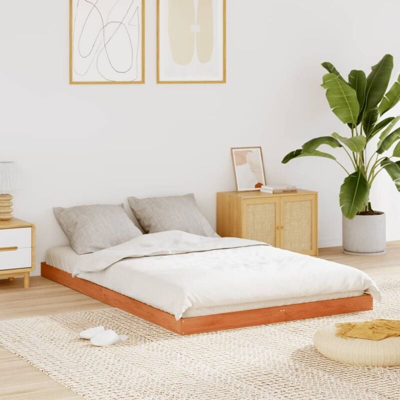 Vidaxl - Cadre de lit sans matelas cire marron 140x200cm bois pin massif