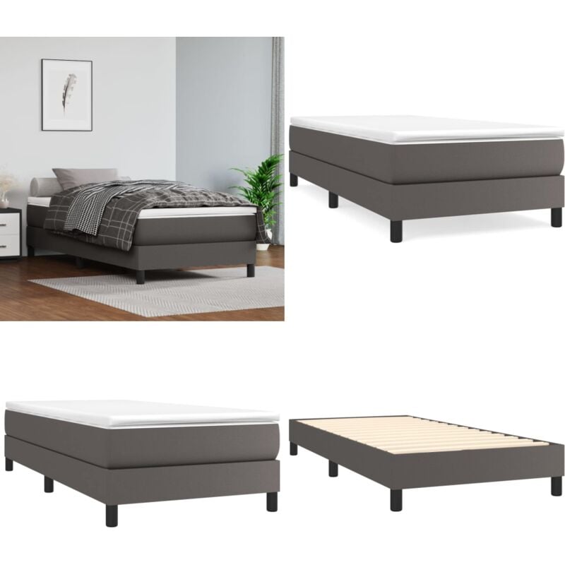 Vidaxl - Cadre de lit sans matelas gris 90x200 cm similicuir - Cadre De Lit - Lit Double - Lit Gris - Similicuir - Meuble Chambre - Home & Living