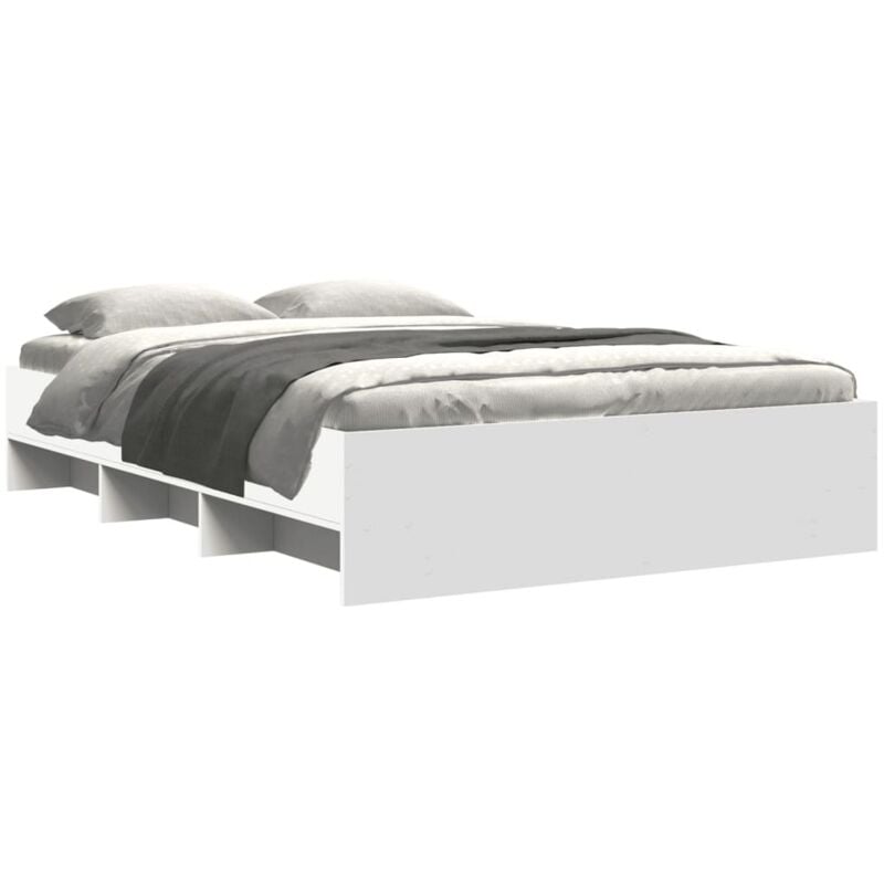 Cadre de lit sans matelas blanc 135x190 cm bois d'ingénierie Vidaxl