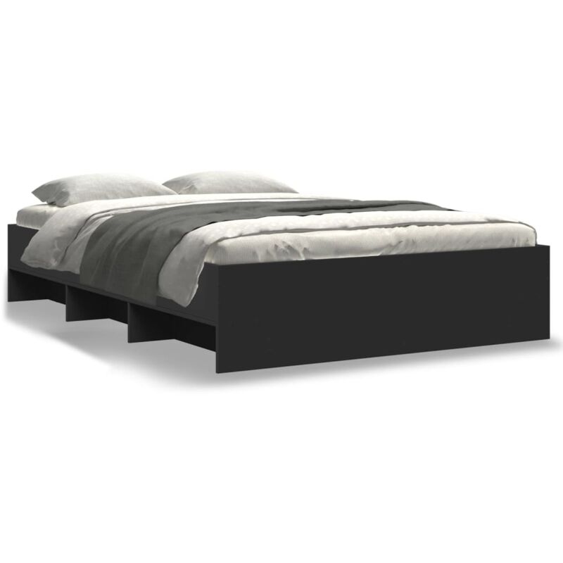 Cadre de lit noir 140x190 cm bois d'ingénierie