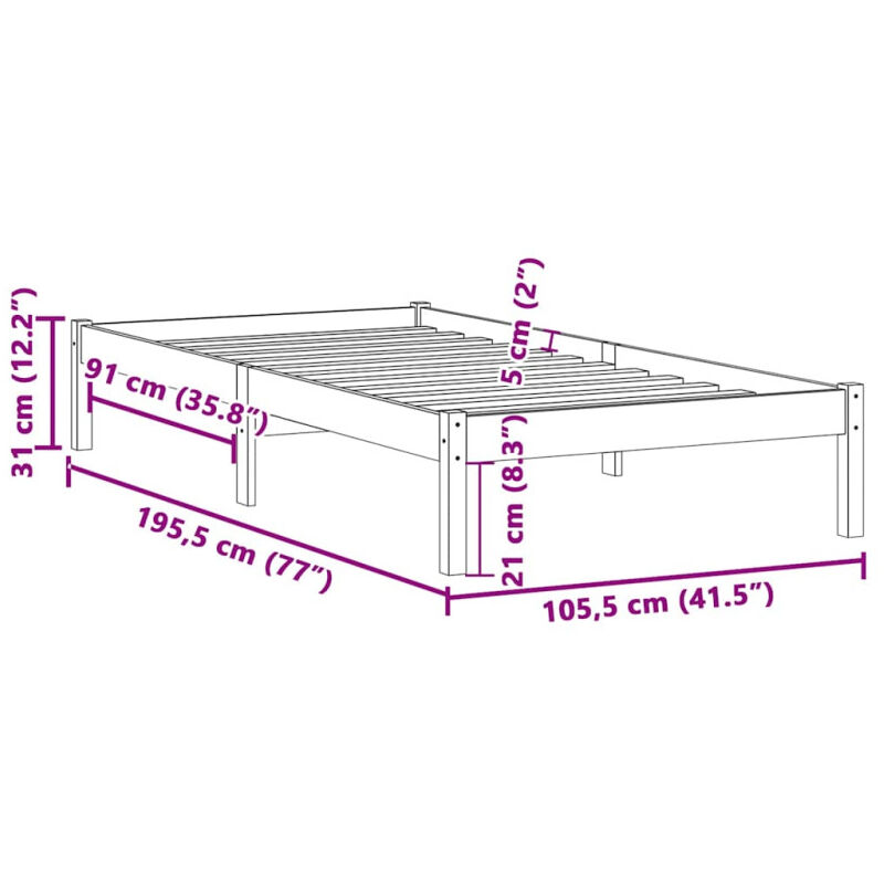 Vidaxl - Cadre de lit sans matelas 100x190 cm bois de pin massif