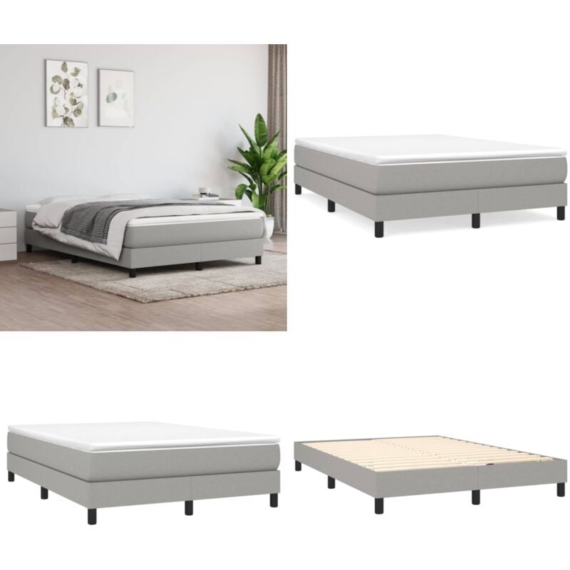Cadre de lit sans matelas gris clair 140x190 cm tissu - Cadre De Lit - Lit Double - Lit Gris - Lit Design - Literie - Home & Living