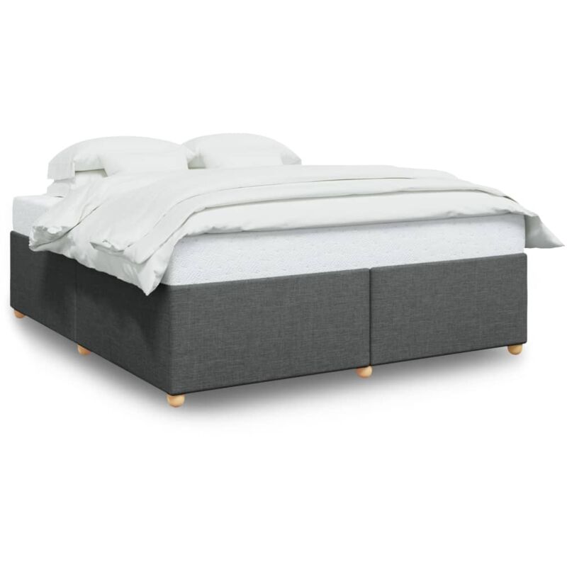 Cadre de lit sans matelas gris foncé 200x200 cm tissu