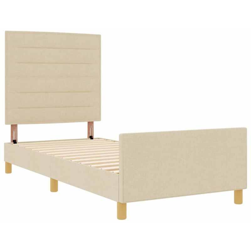 Cadre de lit avec tête de lit Crème 90 x 190 cm tissu vidaXL