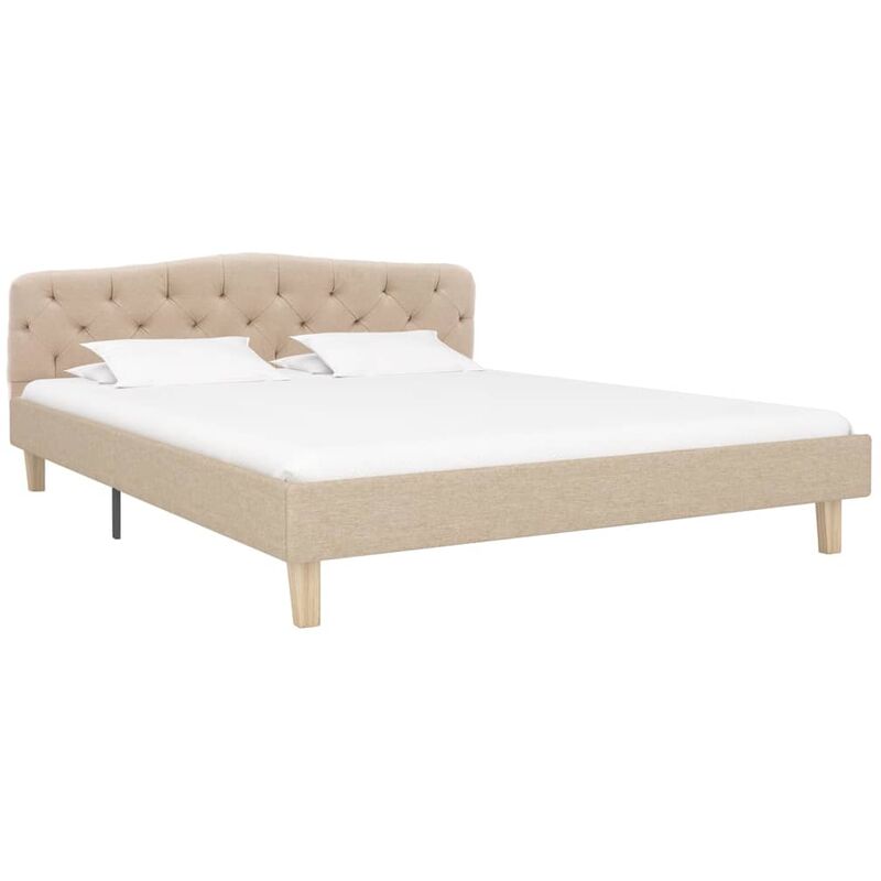 Cadre de Lit Tissu Beige 140x200 cm