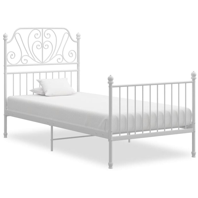 Cadre de lit Blanc Métal 100x200 cm